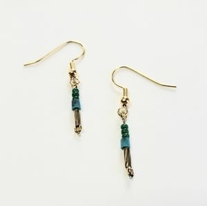 Handmade vintage beaded gold eaarings